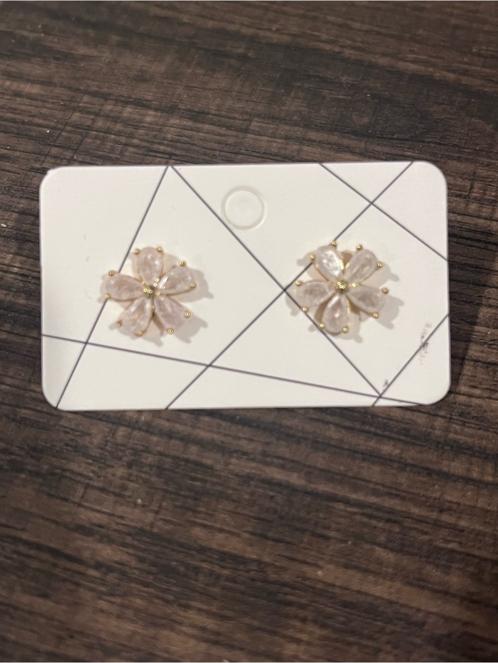 Gold & Blush Flower Stud Earrings - Women Jewelry - Picture 1 of 1